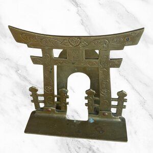 Brass Bookend napkin holder Vintage Brass Gold Asian